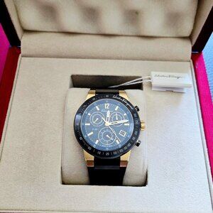 Salvatore Ferragamo Men's F-80 Chrono Quartz Watch with Adjustable Rubber Strap